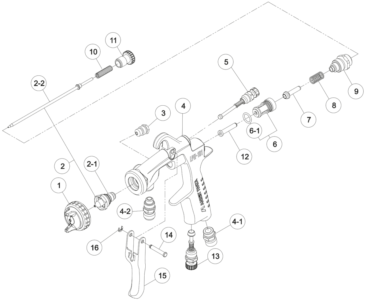 Anest Iwata LPH-101-LVP Compact Pressure-Fed HVLP Spray Gun | Wood ...