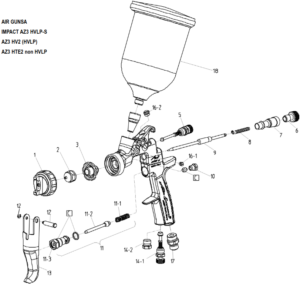 Anest Iwata Az3-hvlp-s Air Gunsa Impact Gravity-fed Hvlp Spray Gun 